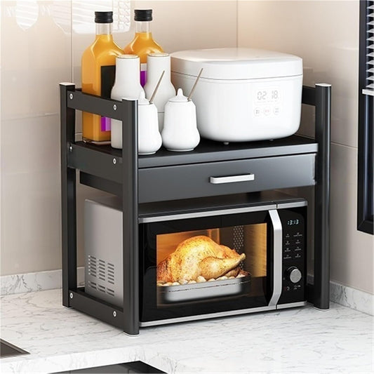 Support Micro-ondes avec Tiroir et Rangement Intégré