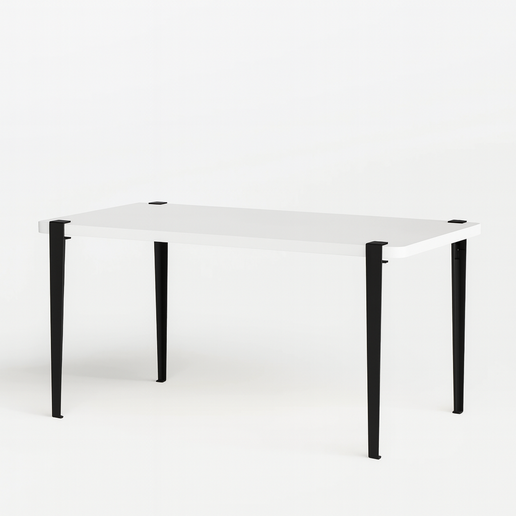 Bureau moderne – Plateau en bois naturel & pieds métalliques robustes